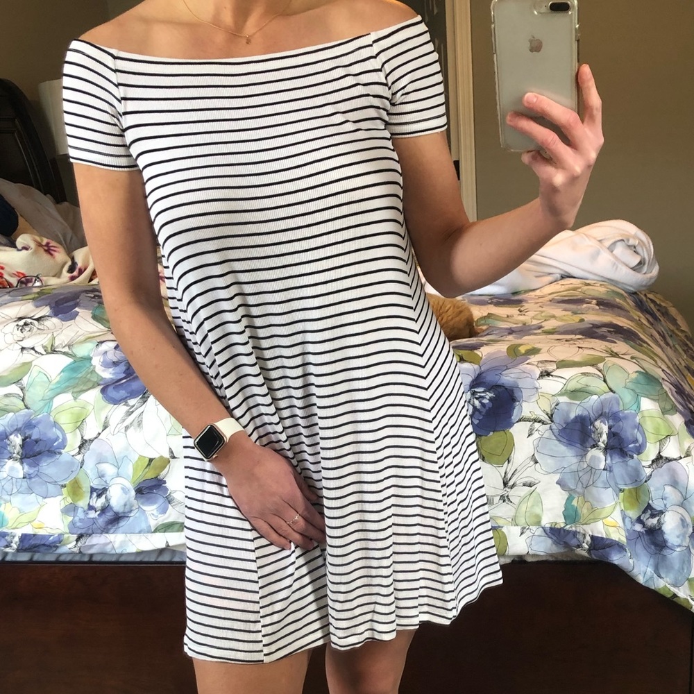 Striped Off the Shoulder Dress